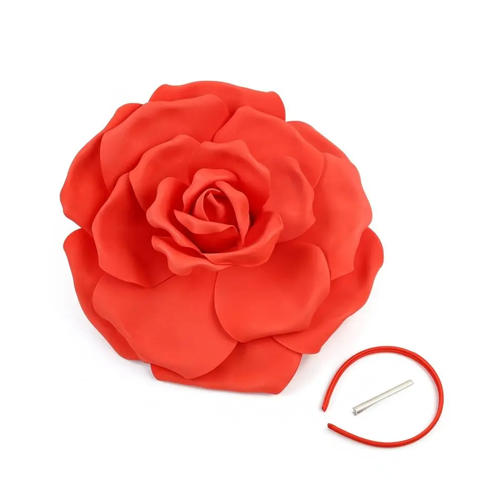 Exaggerated Rose Flowers Fascinator Hat Wedding Bridal Tea Party Cocktail Jockey Club Flower Headbands Makeup Prom Photo Shoot