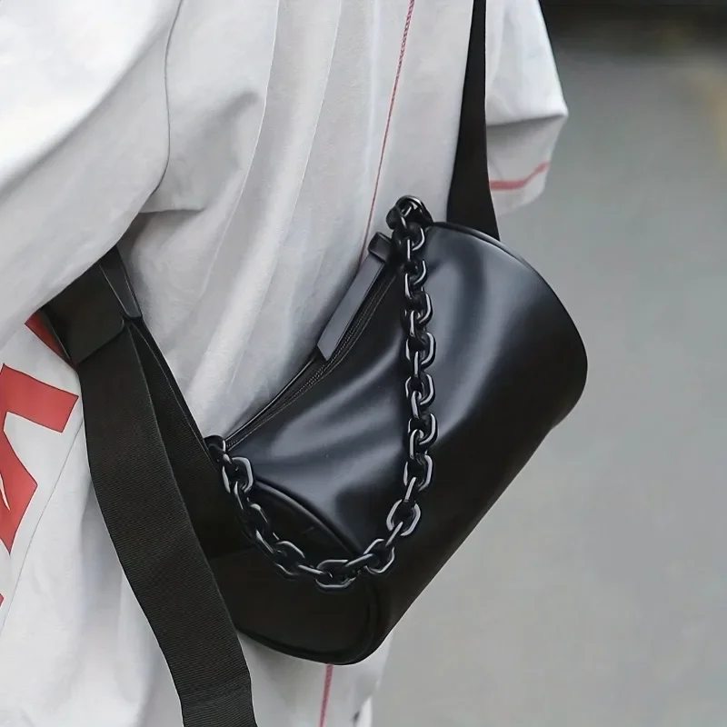 Crossbody Bag Men Small Shoulder Bag Cylinder Tote for Women Casual Daily Commuter Bag