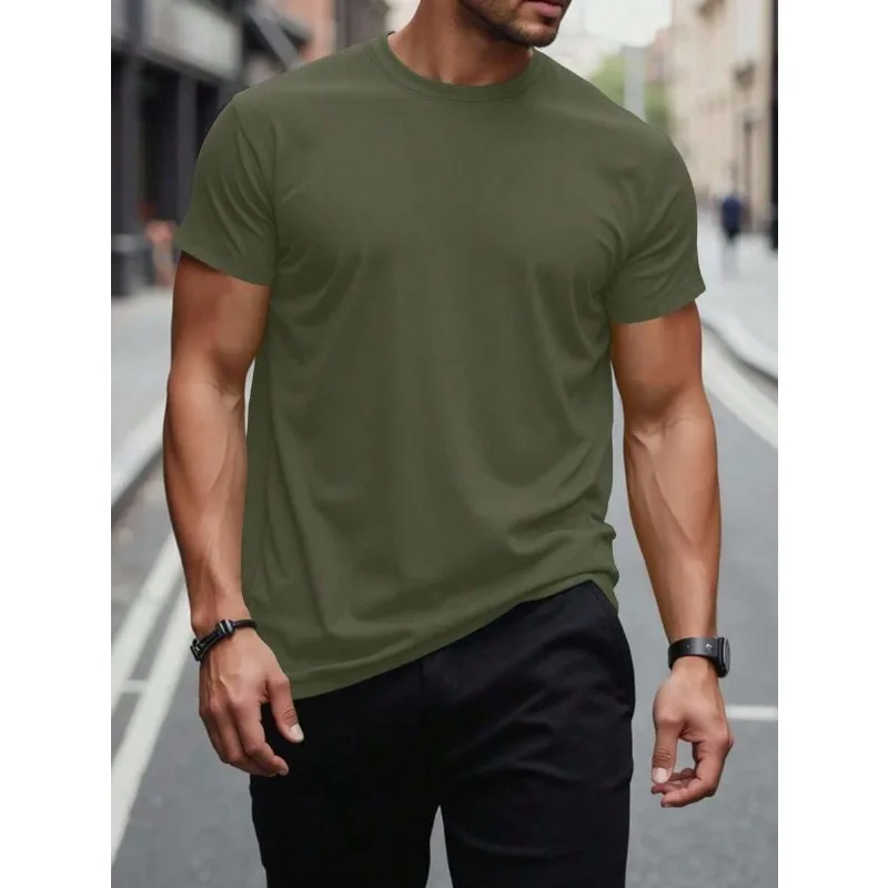 

2026 Quality Homme Men's Plain Round Neck Short Sleeve Casual Top, Daily Wear Teegraphic Tee Shirts