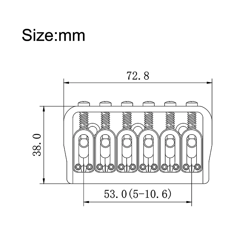 6 String Guitar Fixed Bridge 72.8x38MM-10.6– Metal Hardtail Bridges Replacement Part for Electric Guitar Black/Chrome