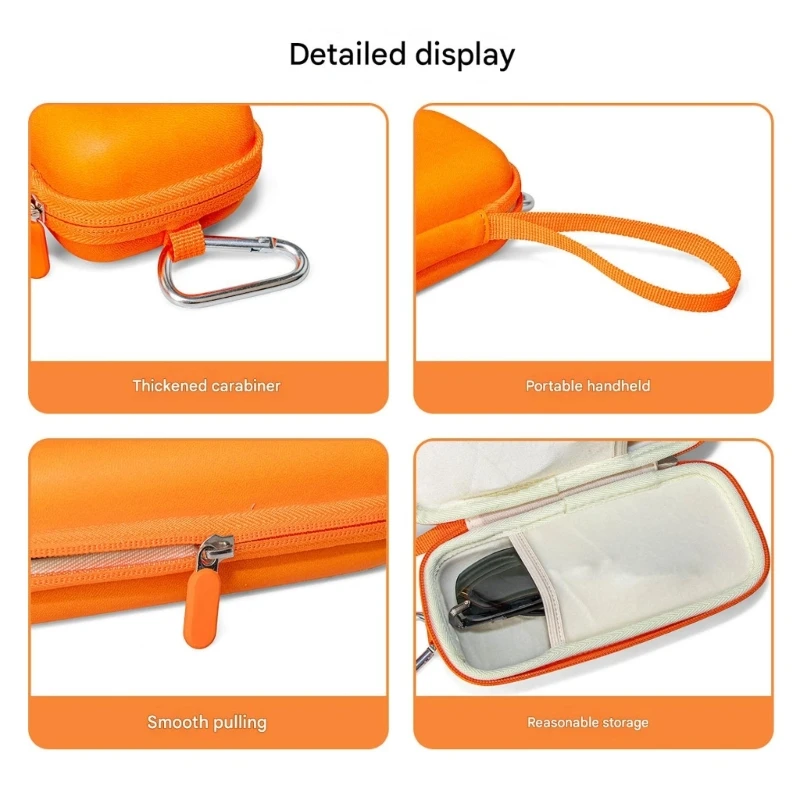 2-Section Glasses Storage Case with Hard Shell and Zippers Case