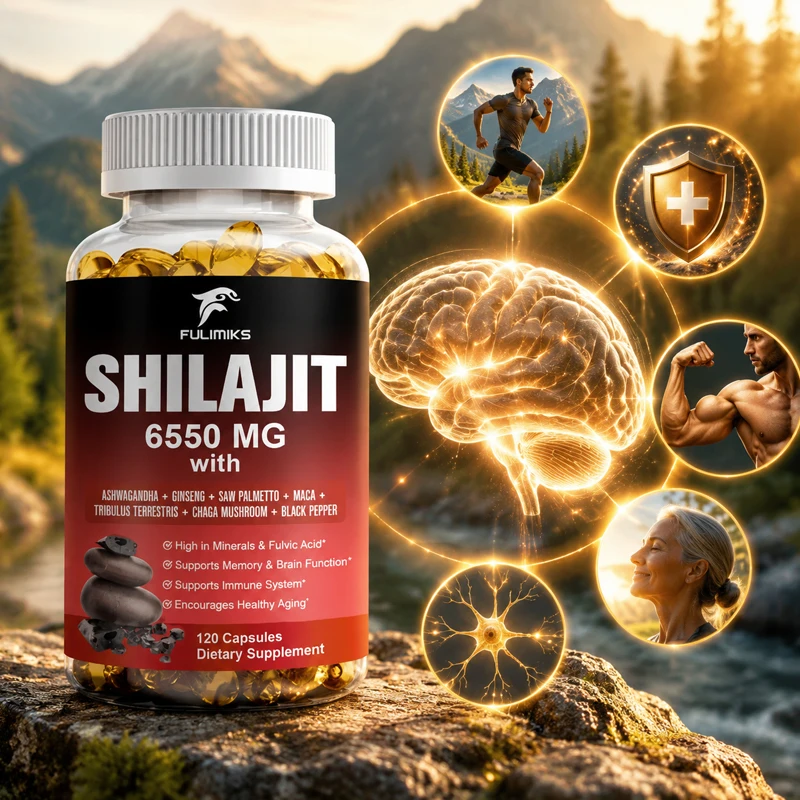 FULIMIKS Shilajit Supplement, High Potency 6550MG, Supports Brain Function, Memory, Energy, Immunity & Long-Term Vitality