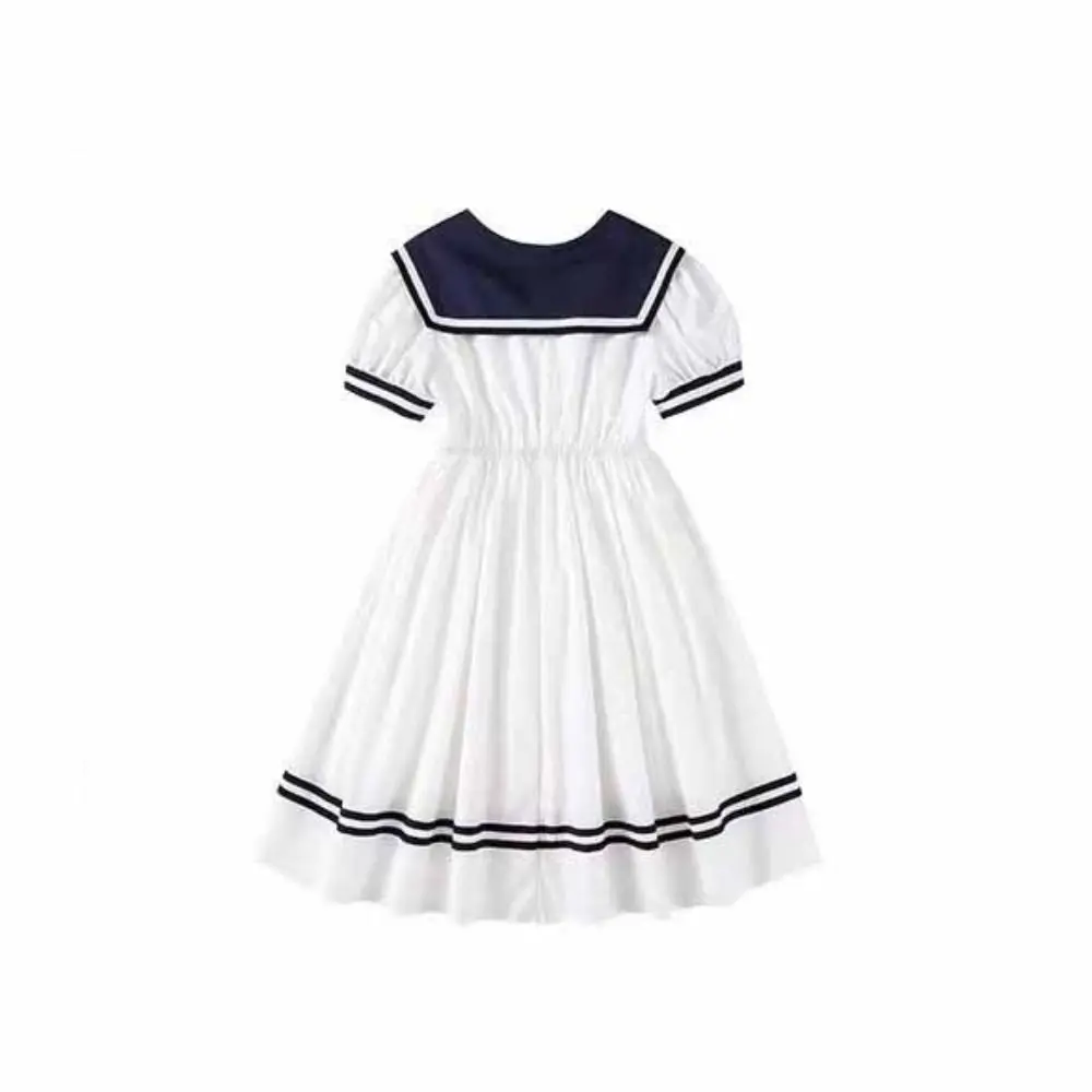 

Sweet Bow Girls Preppy Style Dress Pleated Teenagers Summer Dresses Party Beach Vacation Children Princess Dress Students