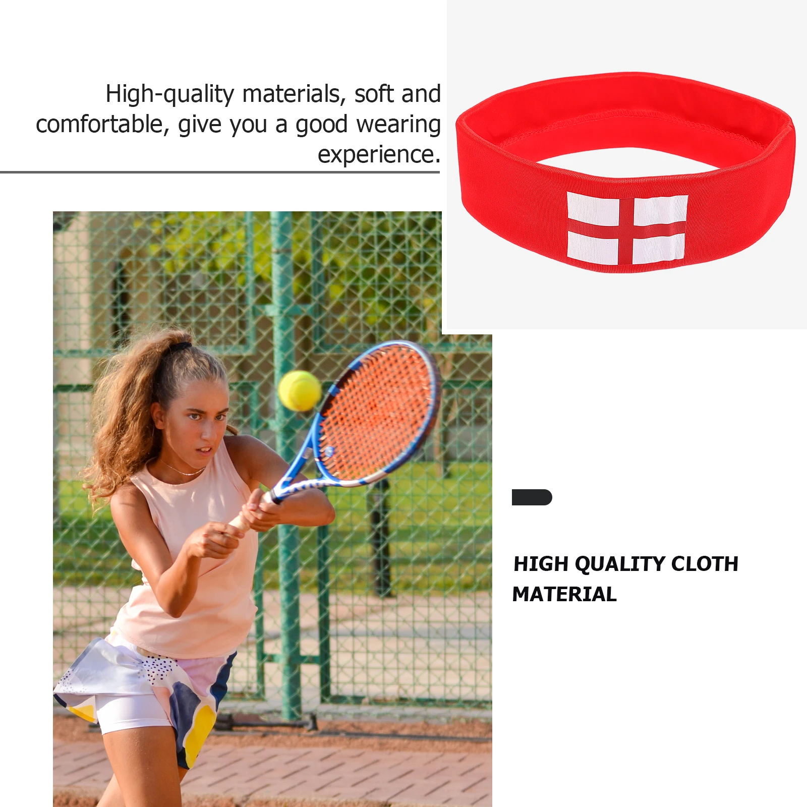 

2pcs Football Cheering Headband High Quality Comfortable Unisex Sports Hair Hoop Festival Sweatband Red Creative Design Easy