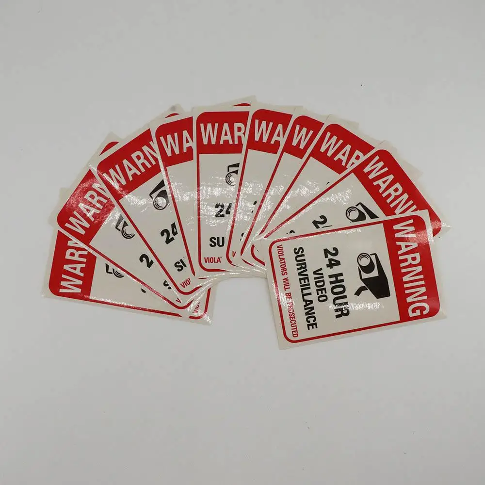 10pcs Video Surveillance Security Camera Sign Stickers Decals Warning Sticker Warning Signs