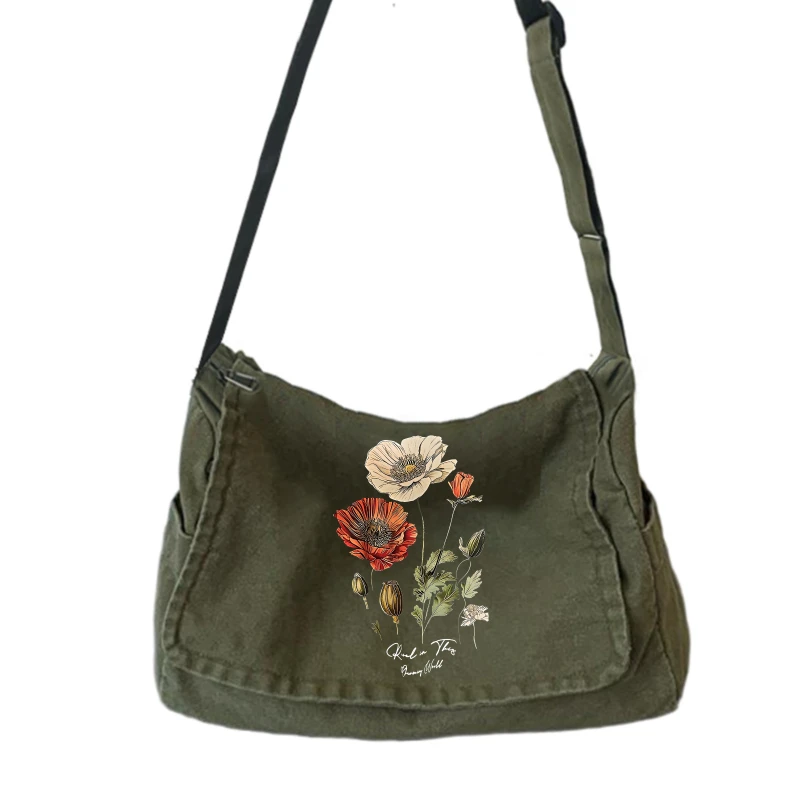 Floral Print Mode frauen Schulter Tasche Leinwand Vintage Tote Umhängetasche Für Weibliche Langlebige Messenger Tasche Laptop Tasche
