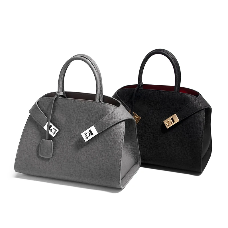 

Niche Light Black Leather Large-capacity First-layer Cowhide Women Handbag Tote Bag Commuter Versatile Shoulder Crossbody Bags