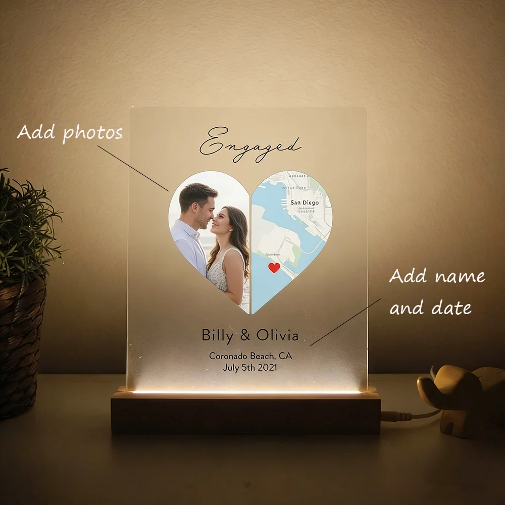 

Personalised Heart Map Acrylic Plaque Custom Special Place Romantic Gift For Couples Wedding Anniversary First Date Home Table