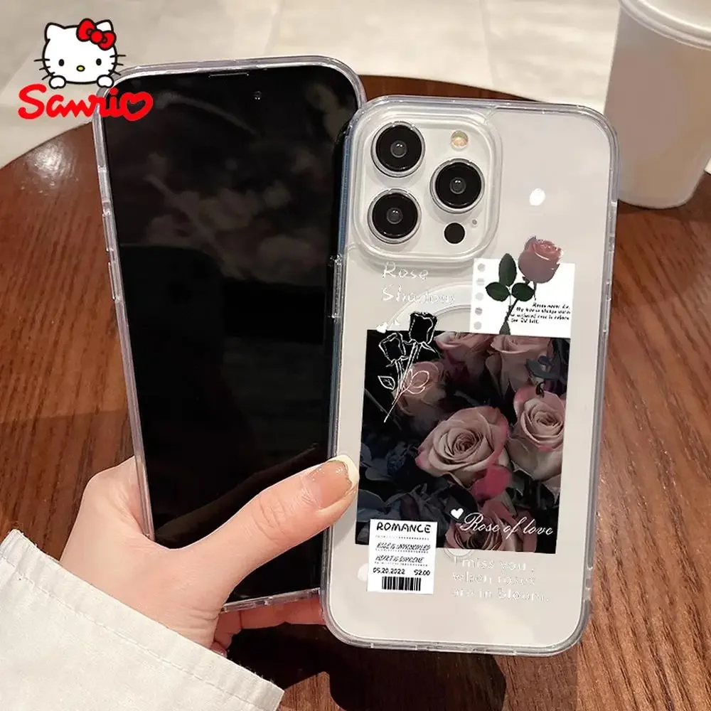Sanrio hellokitty capa de telefone prevenção de queda iphone 16/15/14/13/12/11 menina iphone 16 promax caso olá kitty anime acessório