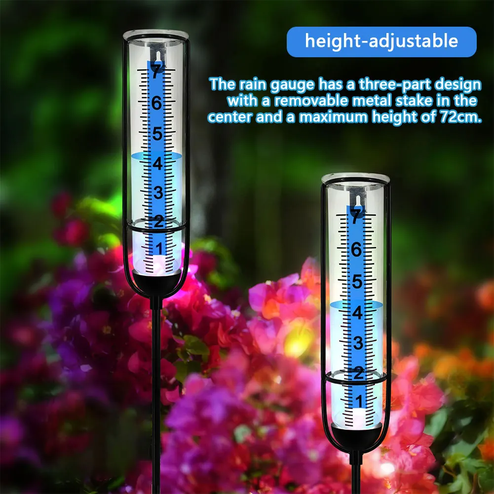 Rain Gauge with Stake Large Clear Numbers Large Rain Measuring Tool Freeze Proof Transparent Rain Measure Gauge for Outdoor Yard