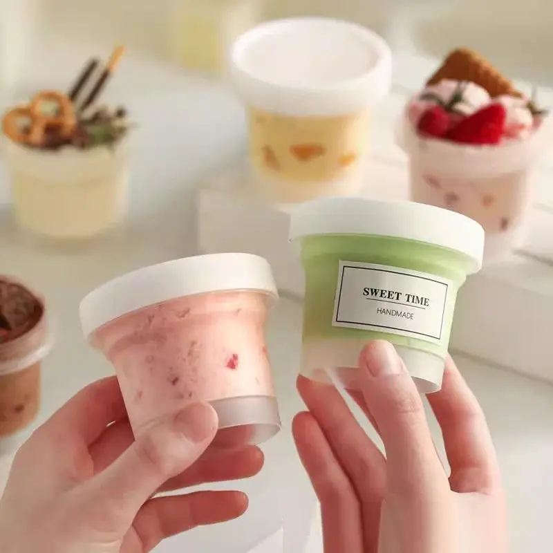 

10 шт. прозрачные одноразовые чашки для десерта с крышками, миски для мороженого, чашки для пудинга, контейнеры для йогурта, коробки для хранения тортов, чашки для закусок