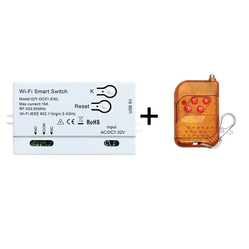 AA87 واي فاي مفتاح ذكي Ewelink لتقوم بها بنفسك الموقت + RF433 عن بعد 1CH 7-32 فولت 2.4 جرام واي فاي وحدة أتمتة المنزل ل أليكسا جوجل المنزل سهلة ل U