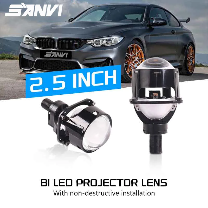 SANVI NEW Dual Chips 2.5 Inch S18 Bi LED Projector Lens with Auto Lamp H1 H4 H7 HB3 HB4 Hella G5 3R Headlight Car Accessory