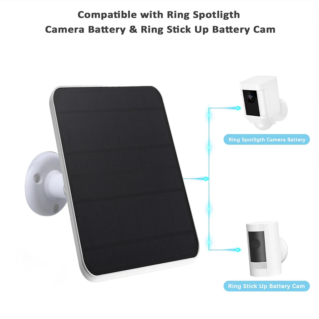 10W 5V Solar Panel for Ring Spotlight Camera/Ring Stick Up Camera DC3.5x1.35-port Outdoor Solar Cells Charger 360 Rotating