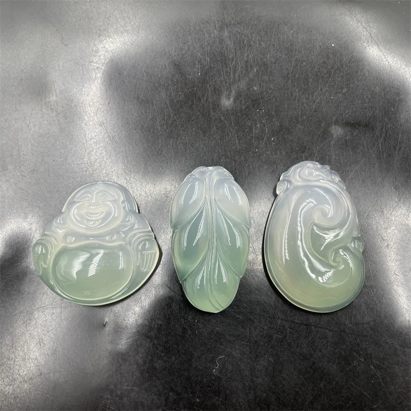 Cheap Jade New Ice-like Semi-Oily Jade Agate Maitreya Buddha Pendant Leaf Pendant Ruyi Jade Pendant