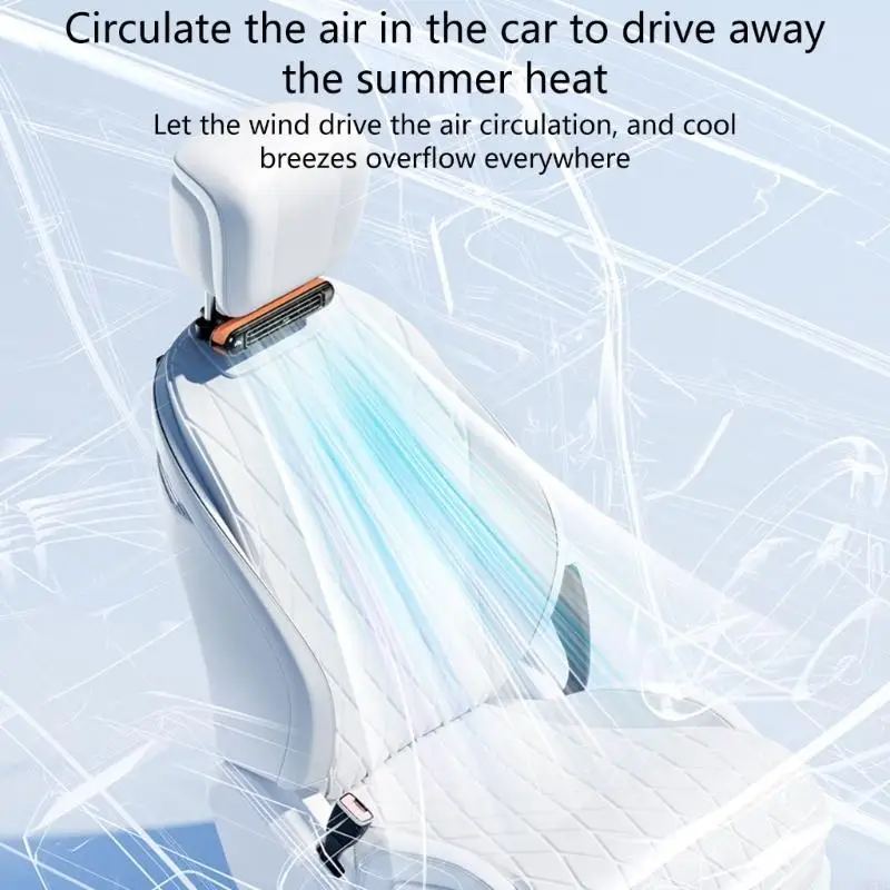 M76E Car Cooling Fan Low Noise USB Backseat Cooling Fan 3 Gear Speed Adjustable