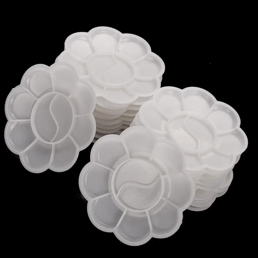 20Pcs White Round Plastic Mixing Paint Platte Tray for /art Painting