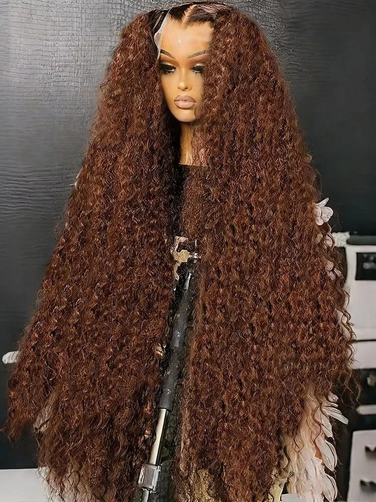 

13x6 Hd Deep Wave Chocolate Brown Lace Frontal Wig Brazilian Colored Water Curly 13x4 Lace Front Human Hair Wigs for Women 250%