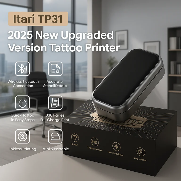 

Thermal Tattoo Stencil Printer TP31 Wireless Bluetooth Mini Portable with Transfer Paper for Tattoo Artists Professional
