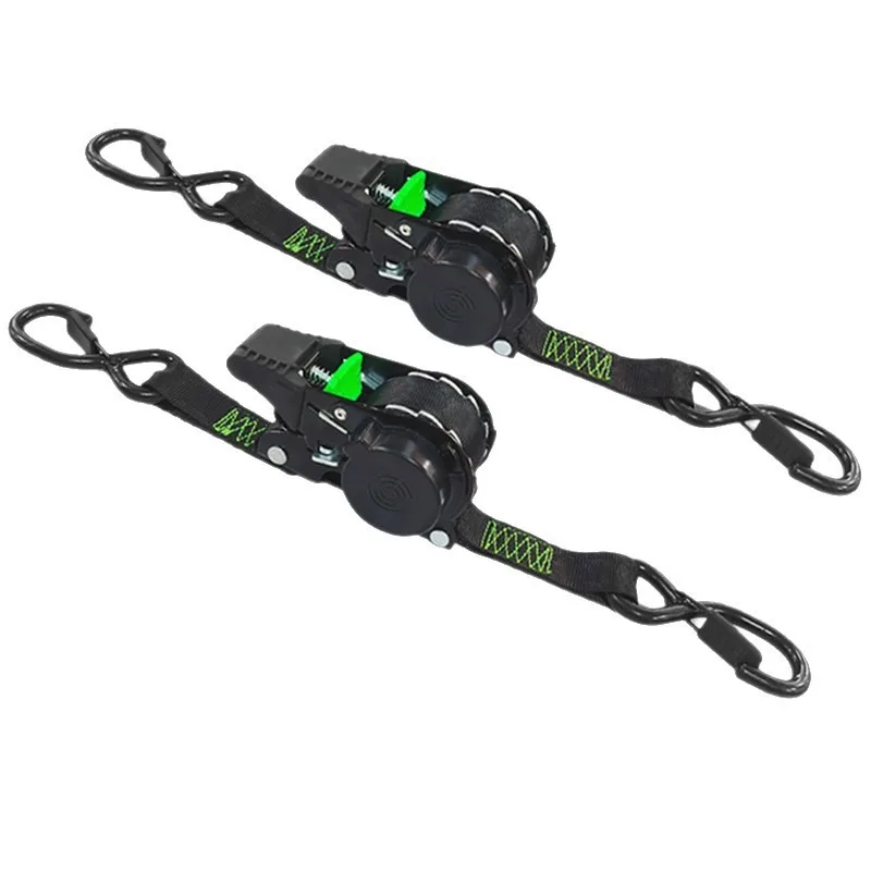 Retractable Ratchet Tightening Strap 1 Inch 10 Foot S Hook Tightening Strap 500 Pounds Load-Bearing Cargo Motorcycle