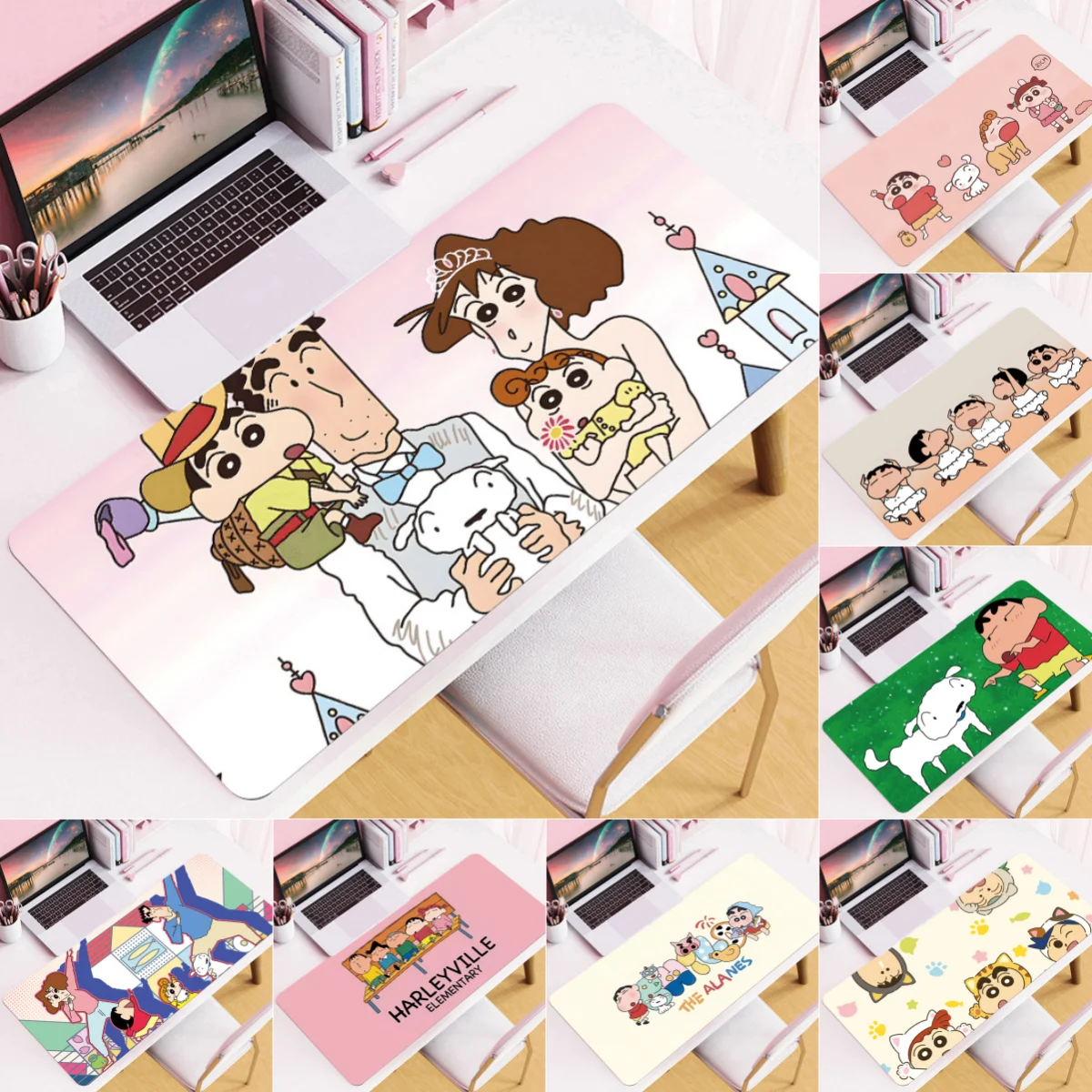 Cute Crayon Shinchan Mouse Pad  Desktop Office Slip Lock Edge Table Pad Thickened kawaii Keyboard Pad Students Gift Wholesale