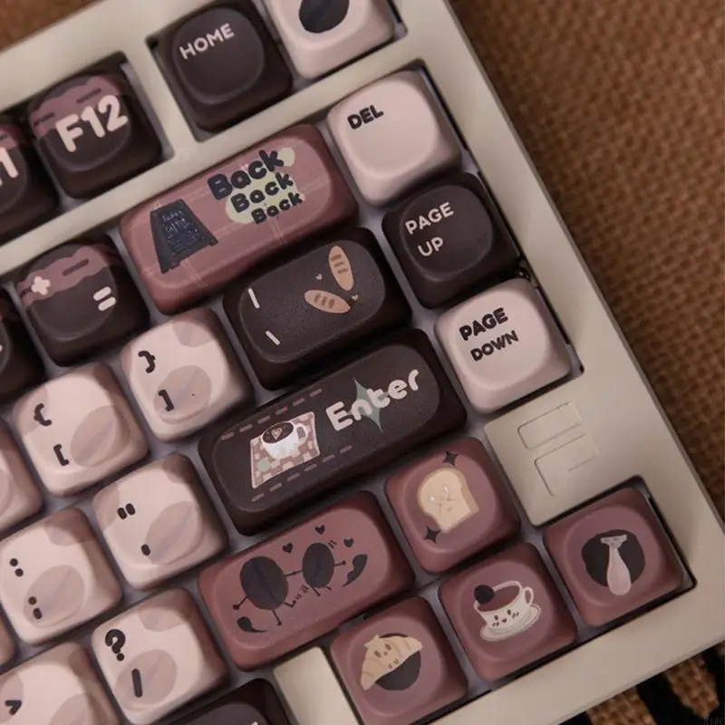 Mechanical Keyboard Keycaps 131 Keys Thick PBT MOA Height Coffee Beans 