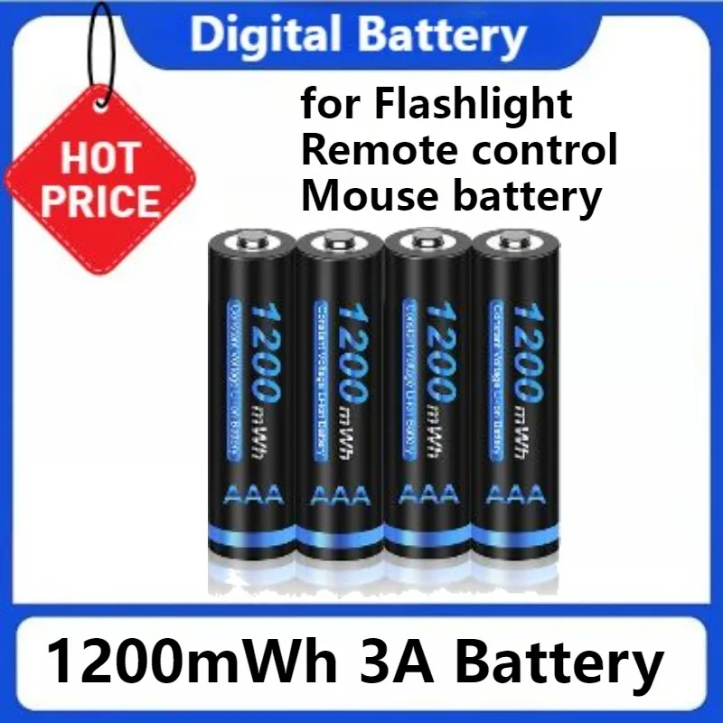 

For Flashlight Remote Control Mouse 1.5V AAA Li-ion Battery 1200mWh 3A Rechargeable Batteries with 4 Slots LCD USB Charger