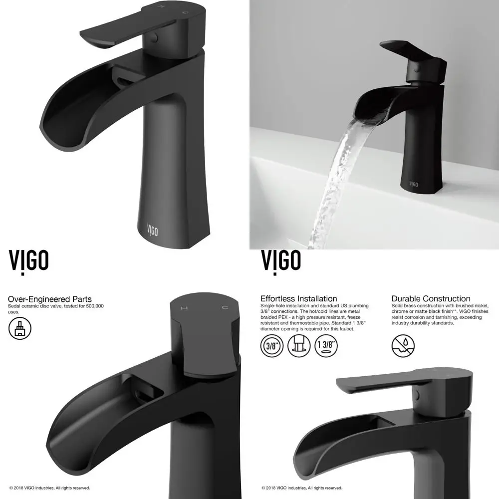 7-inch Matte Black Single Handle Bathroom Faucet with Single-Hole Design for Modern Vanity Sinks