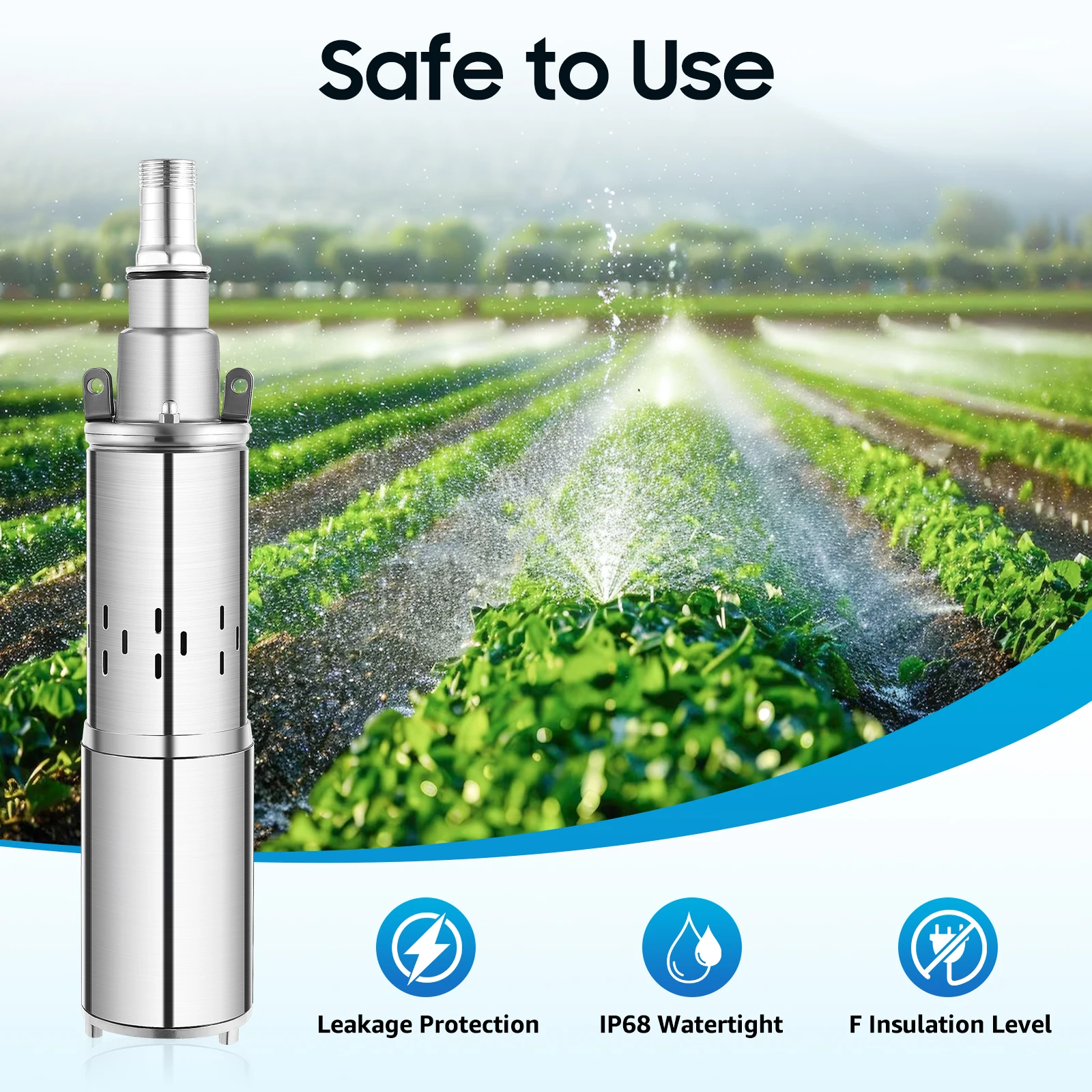 Stainless Steel Deep Well Submersible Pump for River Pumping, Household Car Washing, Agricultural Irrigation