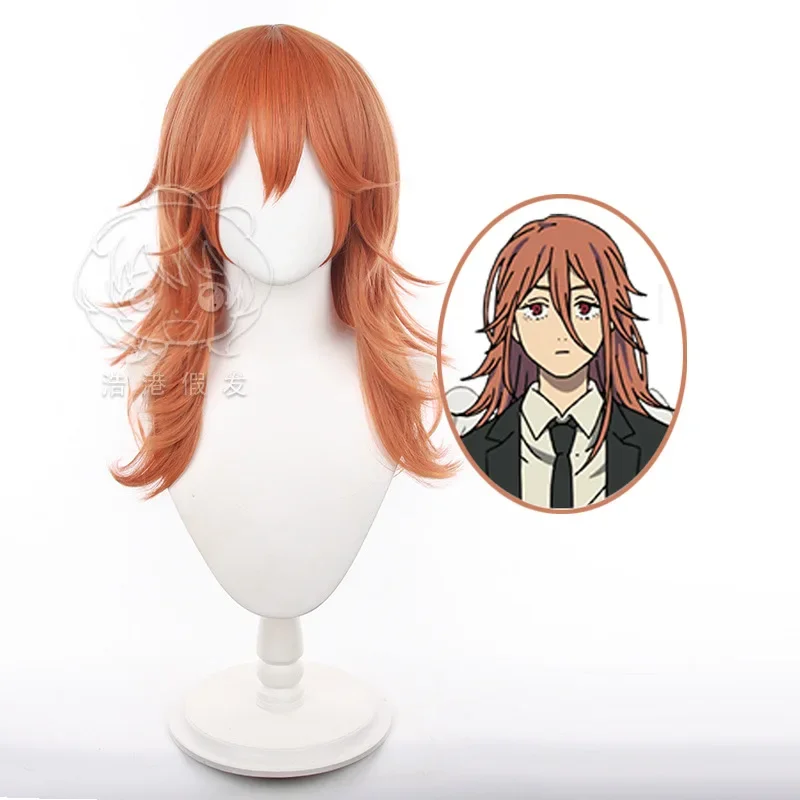 Motosserra homem cosplay peruca anjo diabo longo cabelo laranja unisex anime japonês vestir-se perucas festa desempenho traje acessórios
