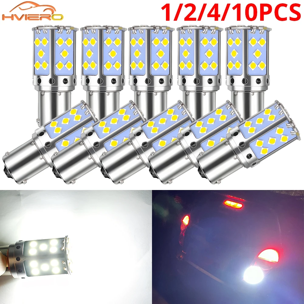 1/2/4/10pcs P21W 1156 BA15S PY21W BAU15S T20 35SMD Led Bulb Canbus Car Brake Reverse Lamp 12V Auto Turn Signal Light Amber White