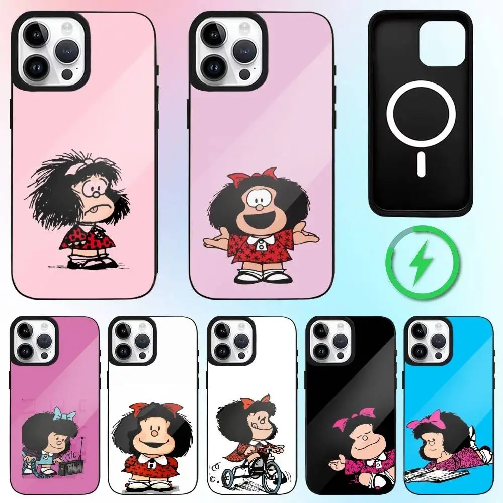 

Cute M-Mafaldas Phone Case For iPhone17,16,15,14,13,12,11 Plus,Pro Max Magnetic For Magsafe Wireless Charging