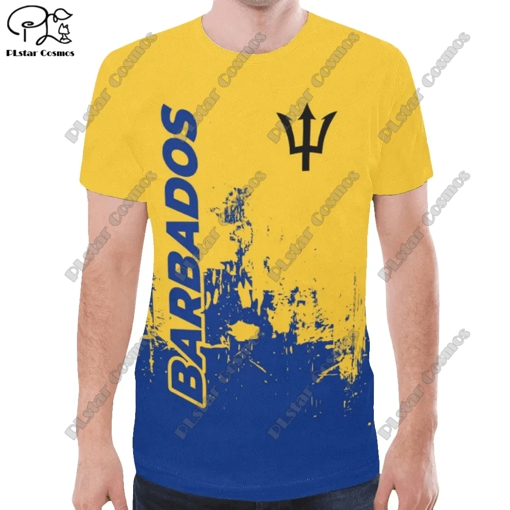 3D Printing Barbados Caribbean Country Flag Tattoo Retro Summer Harajuku Unisex Streetwear Short Sleeves Casual Fun T-Shirt   2