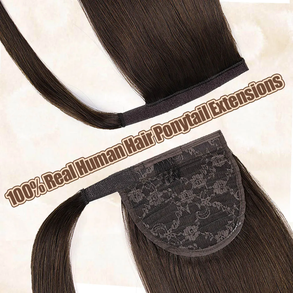 Ponytail Real Human Hair Wrap Around Invisible Magic Paste Ponytails Hair Extensions Natural Remy Human Hair Extension For Women