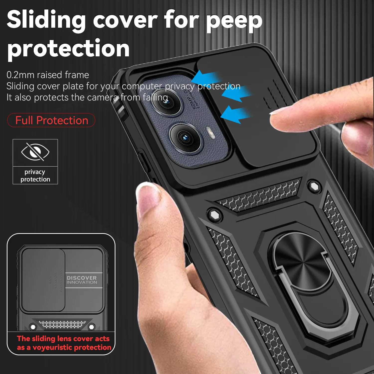 

Case for Motorola Moto Edge (2024) 5G Slide Camera Car Magnetic Ring Holder Silicone Protection Phone Cover MotorolaEdge2024