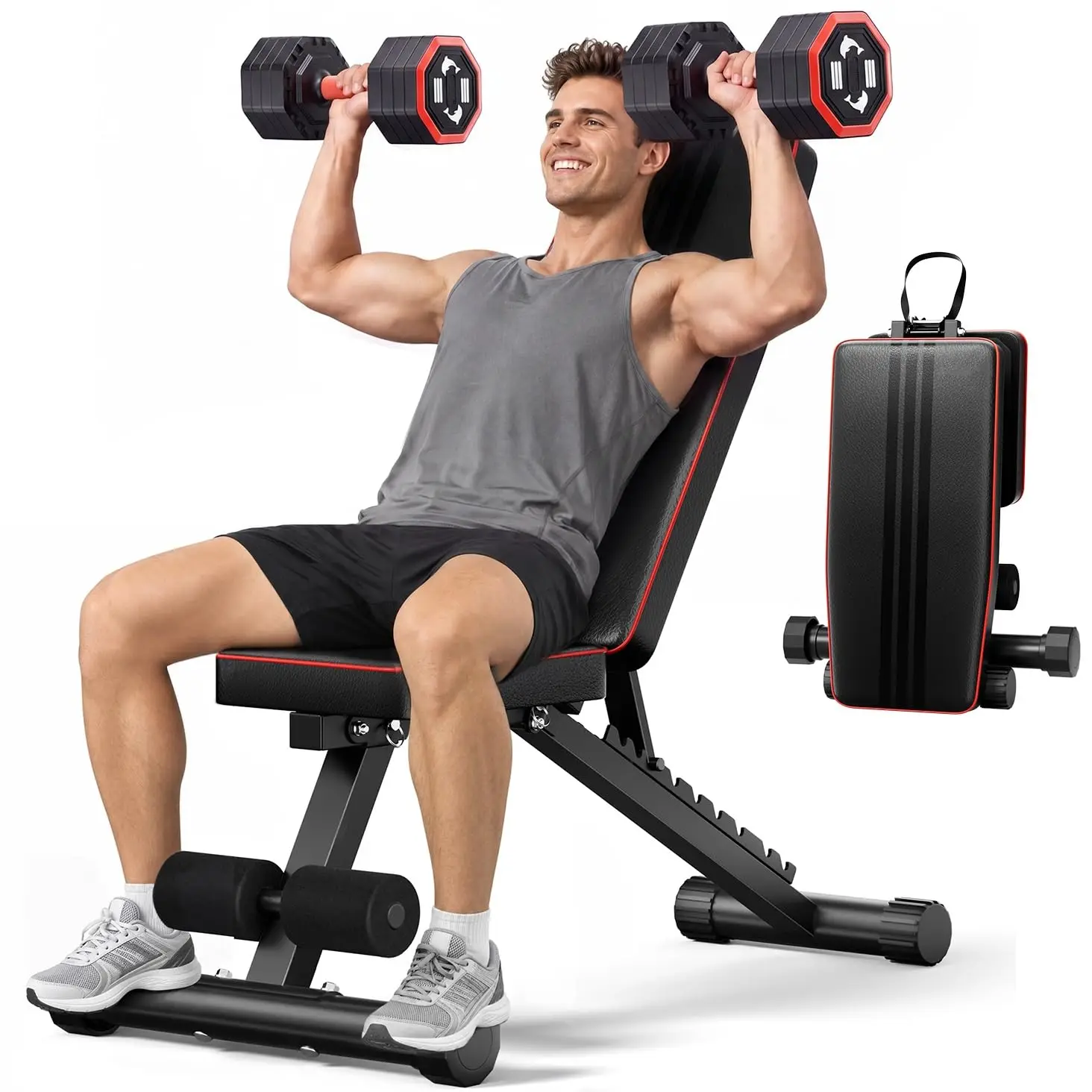 Adjustable Weight Bench for Bench Press, Heavy Duty Stable Workout Bench Foldable Weight Benches for Home Gym