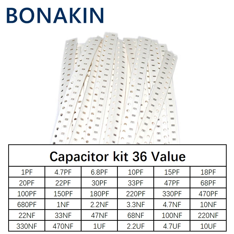 

0805 SMD Capacitor assorted kit,36values*20pcs=720pcs 1pF~10uF Samples Kit electronic diy kit