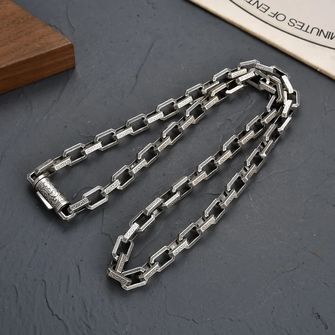 Men's Vintage Vine Grass Pattern Necklace, Personalized Design