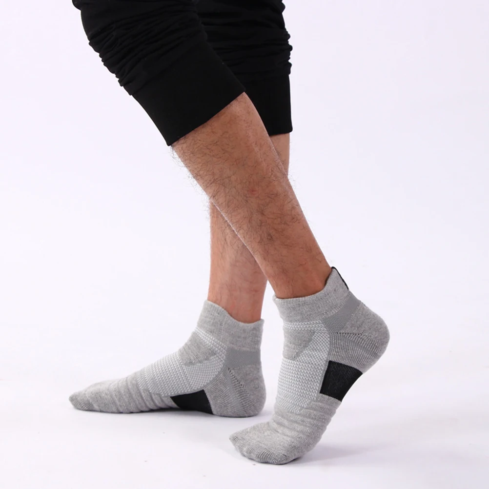 

6Pairs Men Breathable Sports Socks Ankle Short Non Slip Athletic Socks for Basketball Grey Free Size