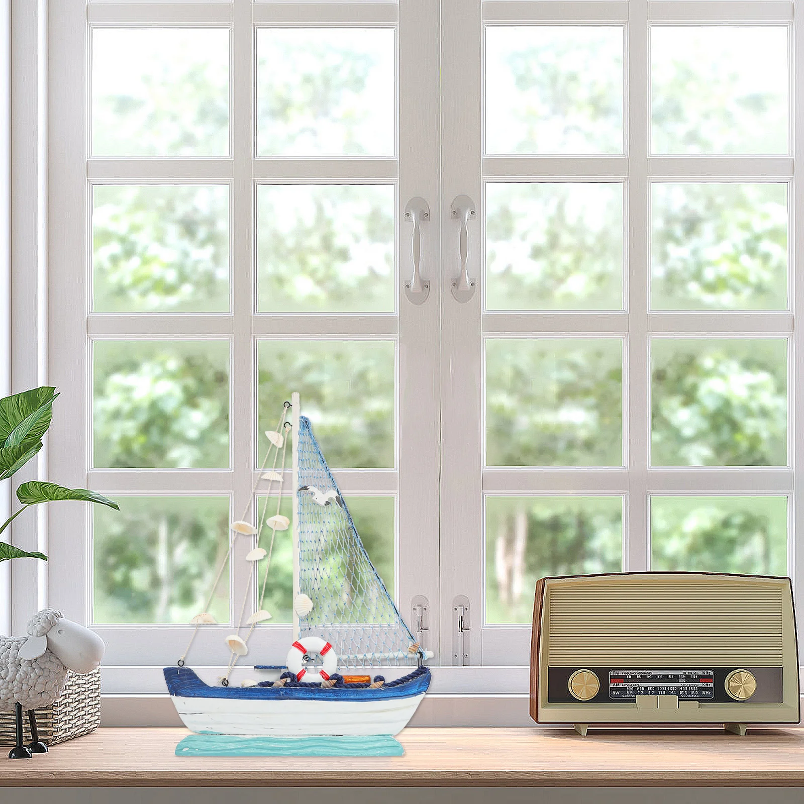 

1Pcs Mini Wooden Ship Decor Exquisite Nautical Desk Ornament for Bedroom Living Room Beach Style Decoration Boat Ornament