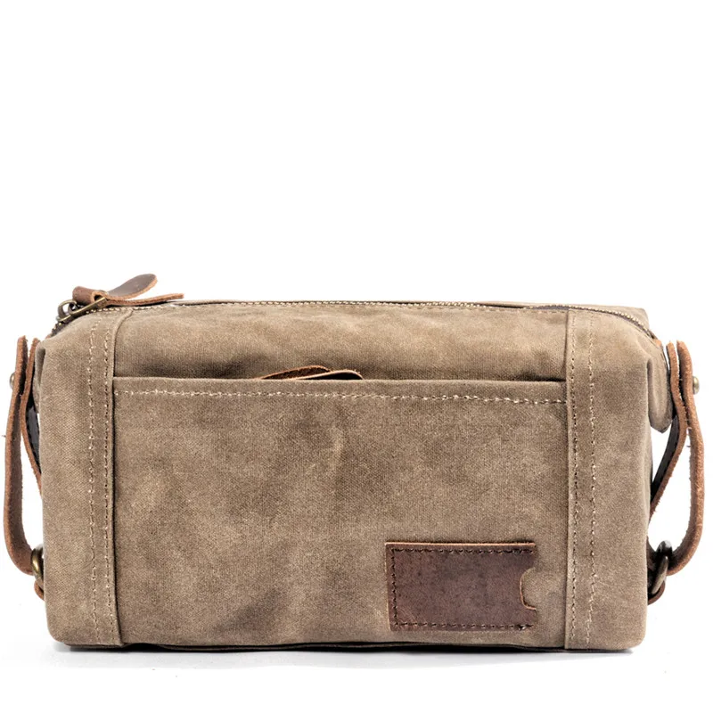 Waxed Canvas Travel Clutch Storage Purse Men Shaving Dopp Kit Wash Organizer Make Up Case Make up Organizer Handbags