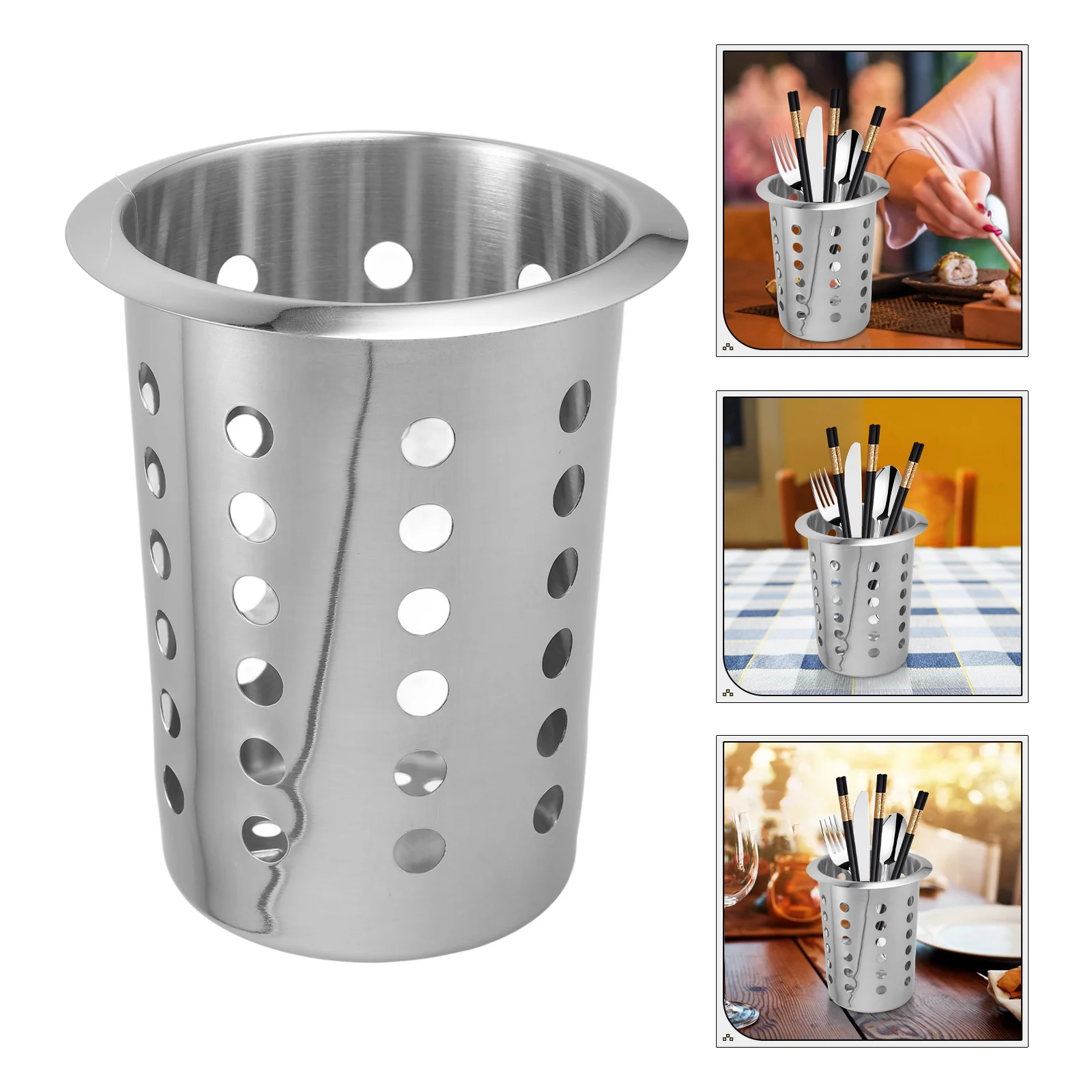 

Stainless Steel Chopstick Holder Organizer Kitchen Utensil Storage Compact Round Dinnerware Holder Kitchen Counter Organizer