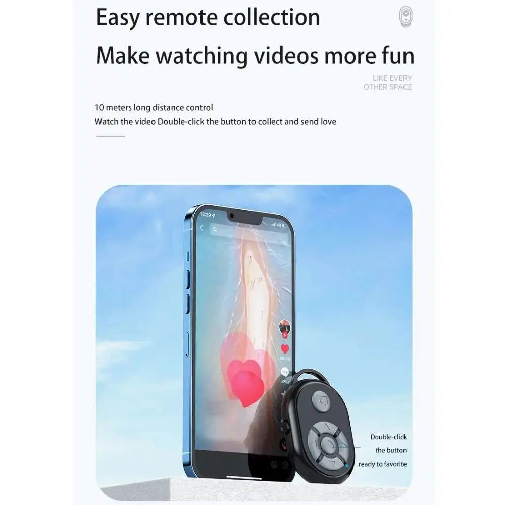 Plastic Bluetooth Remote Black Universal Remote Control Wireless Selfie Stick Bluetooth for iPhone/ / IOS/ Android Page Turning