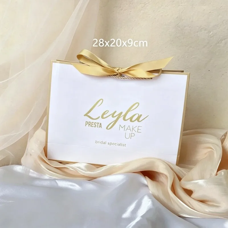 50X Individuelle Logo-Geschenktüten Verpackungsboxen für Hochzeit und Geburtstag mit Griff Einkaufstaschen/Boutique/Kleidung Kleinunternehmen-Taschen – Detail 5