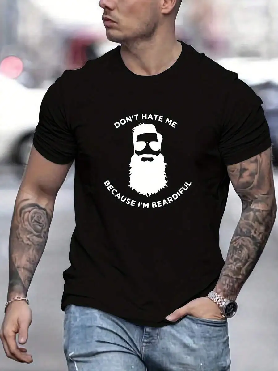 

Mens Casual Crew Neck T-Shirt With Letter Pattern For Summer Outdoor