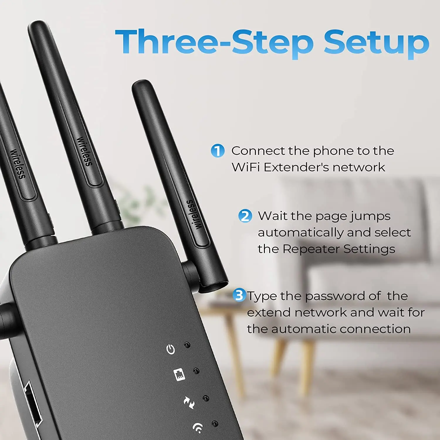 Wireless WiFi Extender ครอบคลุมไม่เกิน4000ตร.ฟุตและ38อุปกรณ์ Wi-Fi Repeater ยาวเครื่องขยายเสียงพอร์ต Ethernet Easy Setup