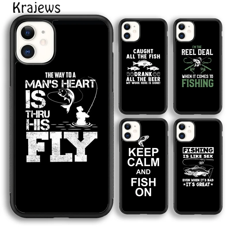 Krajews Keep Calm and Fish On Phone Case Cover For iPhone 16 15 SE2020 14 6 7 8 plus 11 12 13 pro max coque Shell Fundas