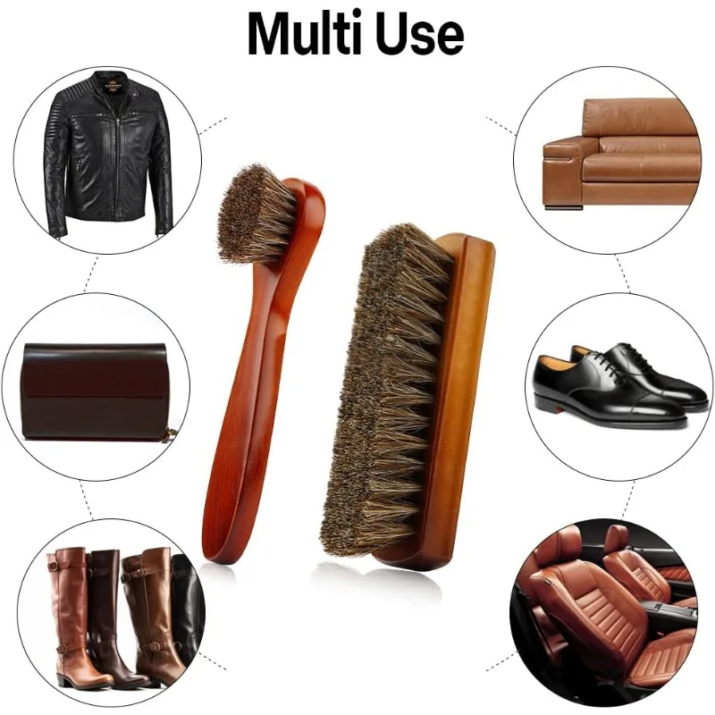 

2 шт., набор щеток для полировки обуви из конского волоса, аппликаторы для чистки кожи, щетки для ухода за ботинками, щетка для чистки