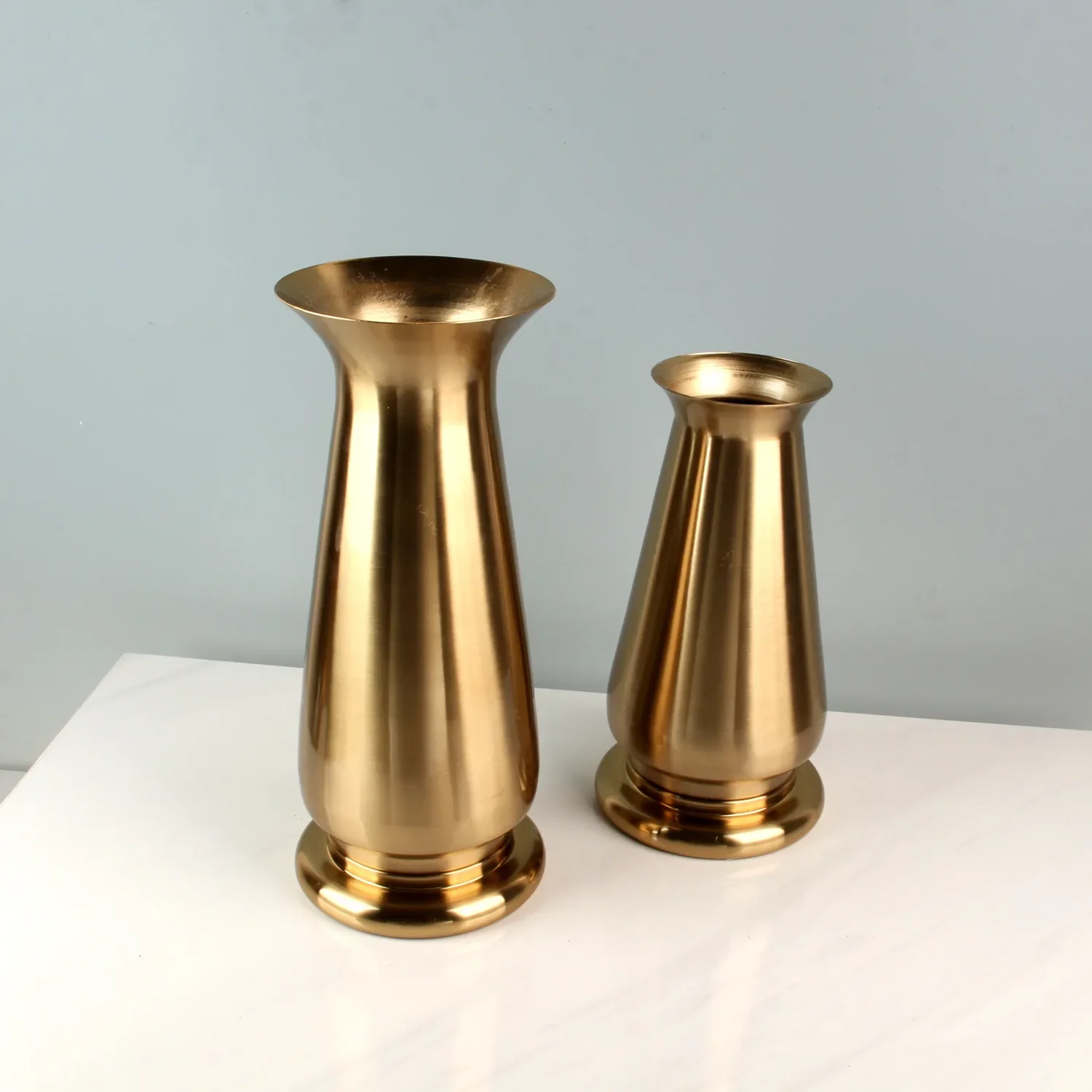 Metal Flowerpot A Golden Geometric Flower Vase Open Gold Bottle Flower Arrangement Accessories Home Decoration Accessories