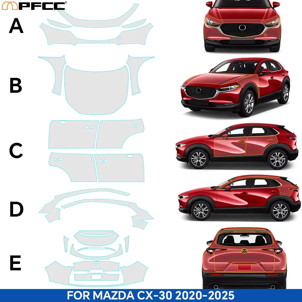 TPU For Mazda CX30 CX-30 2020-2025 Paint Protection Film PPF Car Body Sticker Self-Healing Accessories Anti-Scratch Resistant